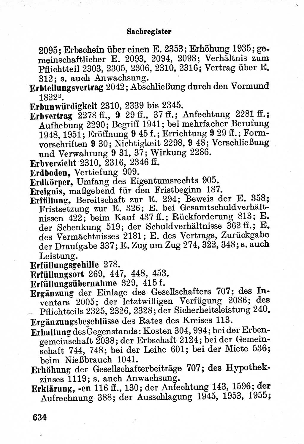 Bürgerliches Gesetzbuch (BGB) nebst wichtigen Nebengesetzen [Deutsche Demokratische Republik (DDR)] 1956, Seite 634 (BGB Nebenges. DDR 1956, S. 634)