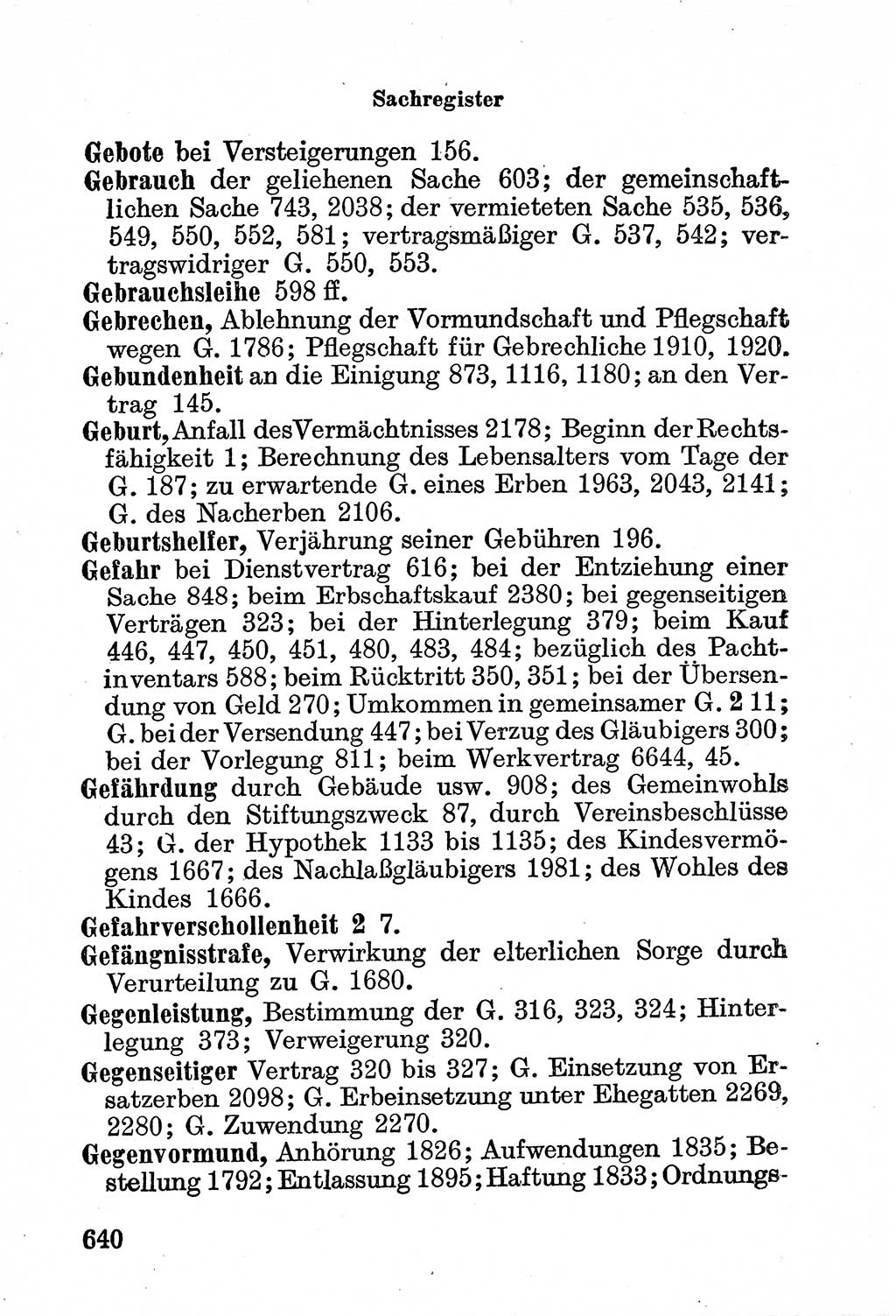 Bürgerliches Gesetzbuch (BGB) nebst wichtigen Nebengesetzen [Deutsche Demokratische Republik (DDR)] 1956, Seite 640 (BGB Nebenges. DDR 1956, S. 640)