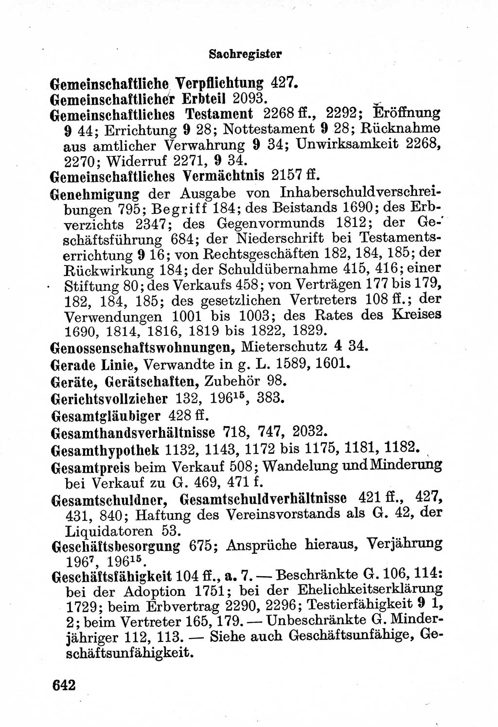 Bürgerliches Gesetzbuch (BGB) nebst wichtigen Nebengesetzen [Deutsche Demokratische Republik (DDR)] 1956, Seite 642 (BGB Nebenges. DDR 1956, S. 642)