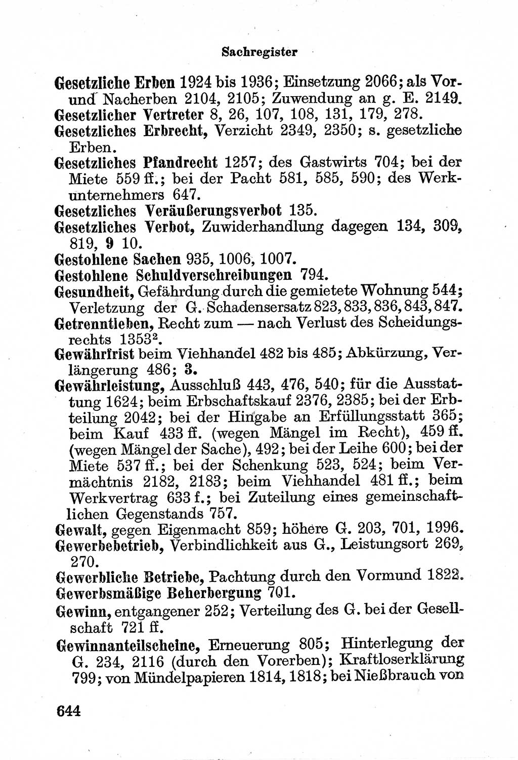 Bürgerliches Gesetzbuch (BGB) nebst wichtigen Nebengesetzen [Deutsche Demokratische Republik (DDR)] 1956, Seite 644 (BGB Nebenges. DDR 1956, S. 644)