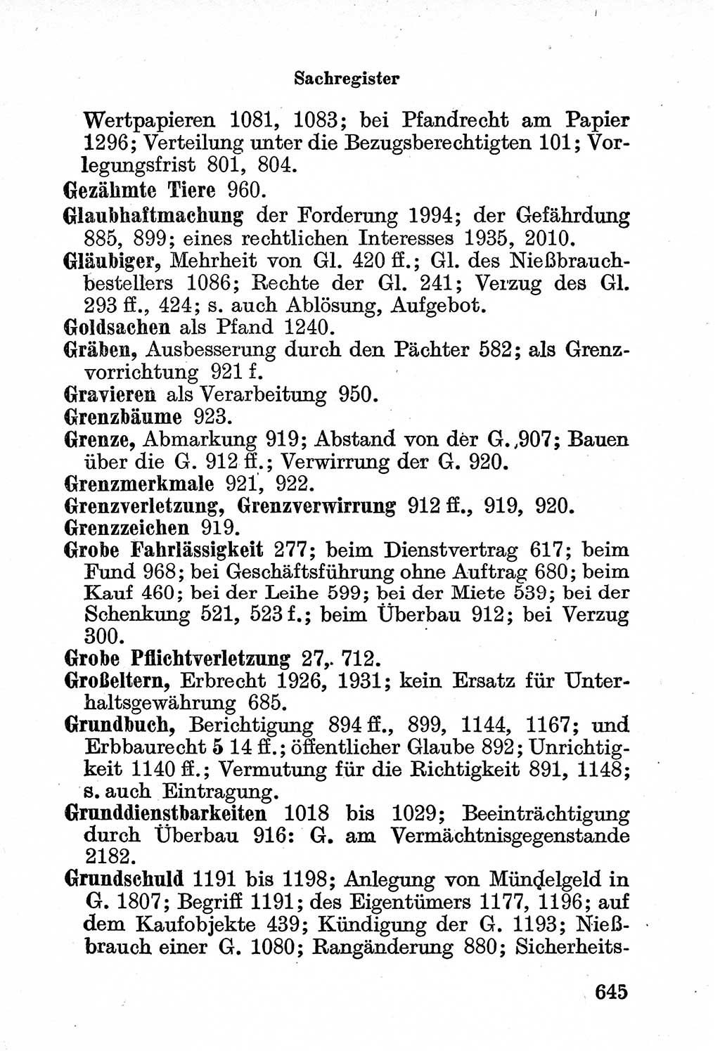 Bürgerliches Gesetzbuch (BGB) nebst wichtigen Nebengesetzen [Deutsche Demokratische Republik (DDR)] 1956, Seite 645 (BGB Nebenges. DDR 1956, S. 645)