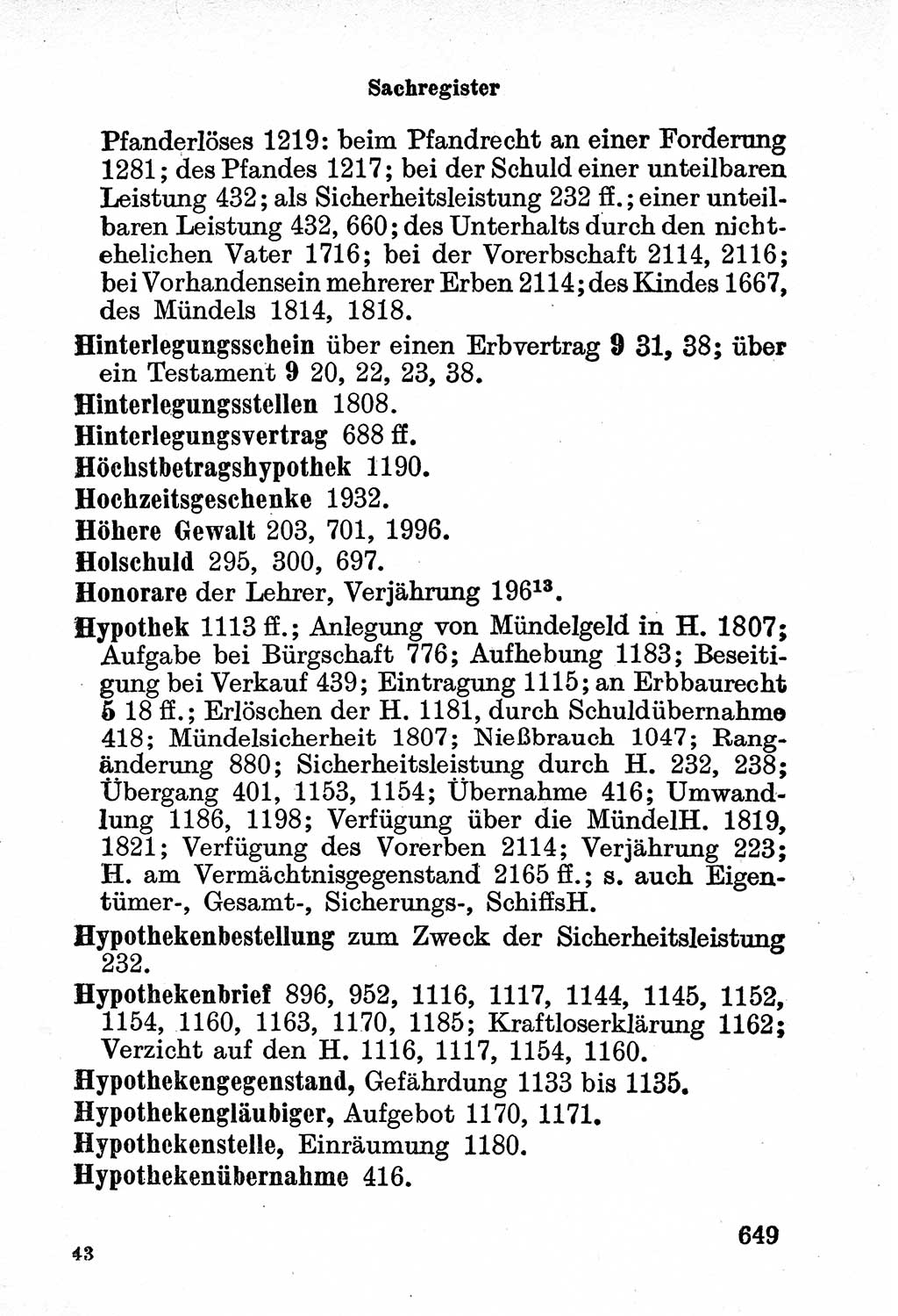 Bürgerliches Gesetzbuch (BGB) nebst wichtigen Nebengesetzen [Deutsche Demokratische Republik (DDR)] 1956, Seite 649 (BGB Nebenges. DDR 1956, S. 649)