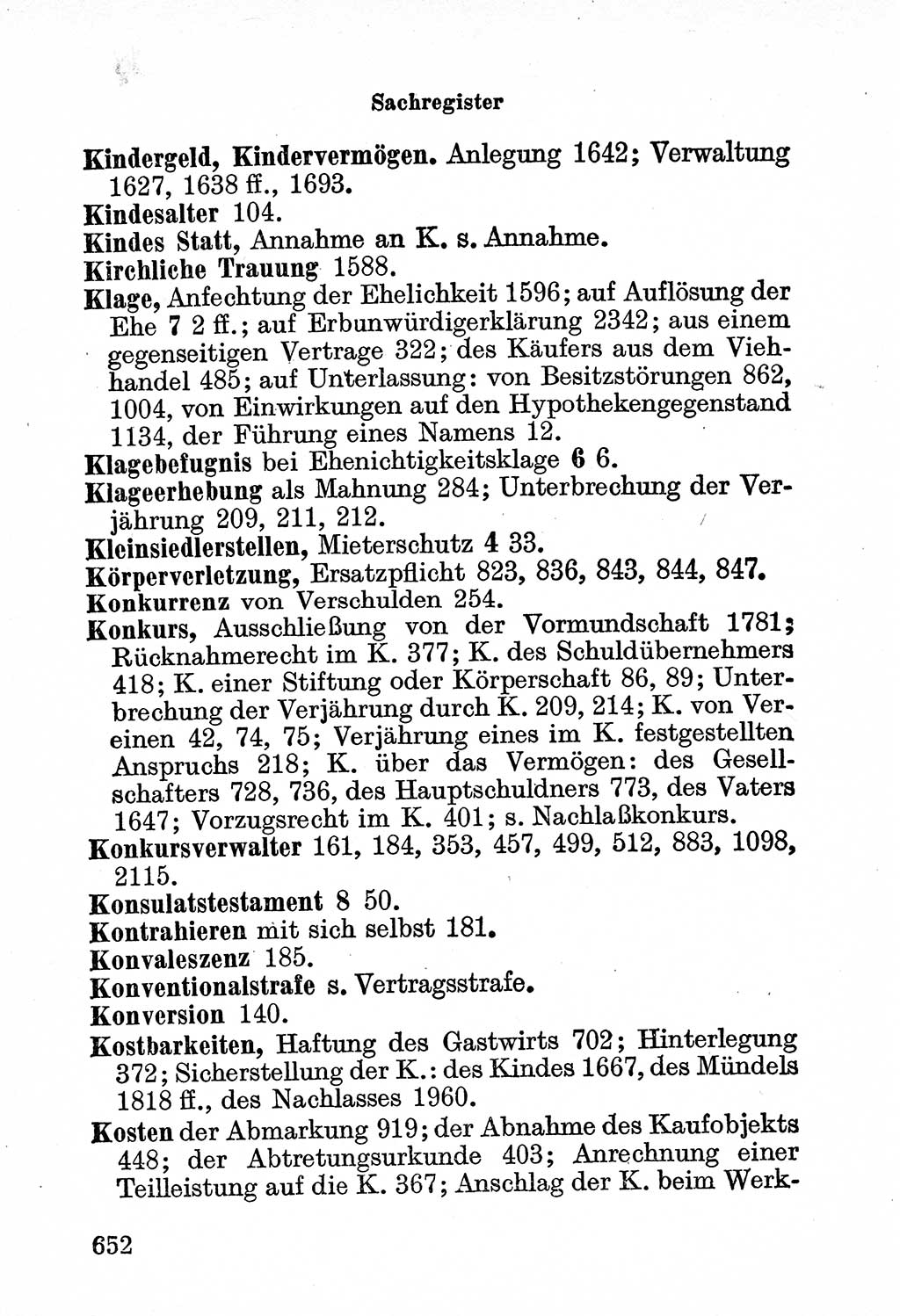 Bürgerliches Gesetzbuch (BGB) nebst wichtigen Nebengesetzen [Deutsche Demokratische Republik (DDR)] 1956, Seite 652 (BGB Nebenges. DDR 1956, S. 652)