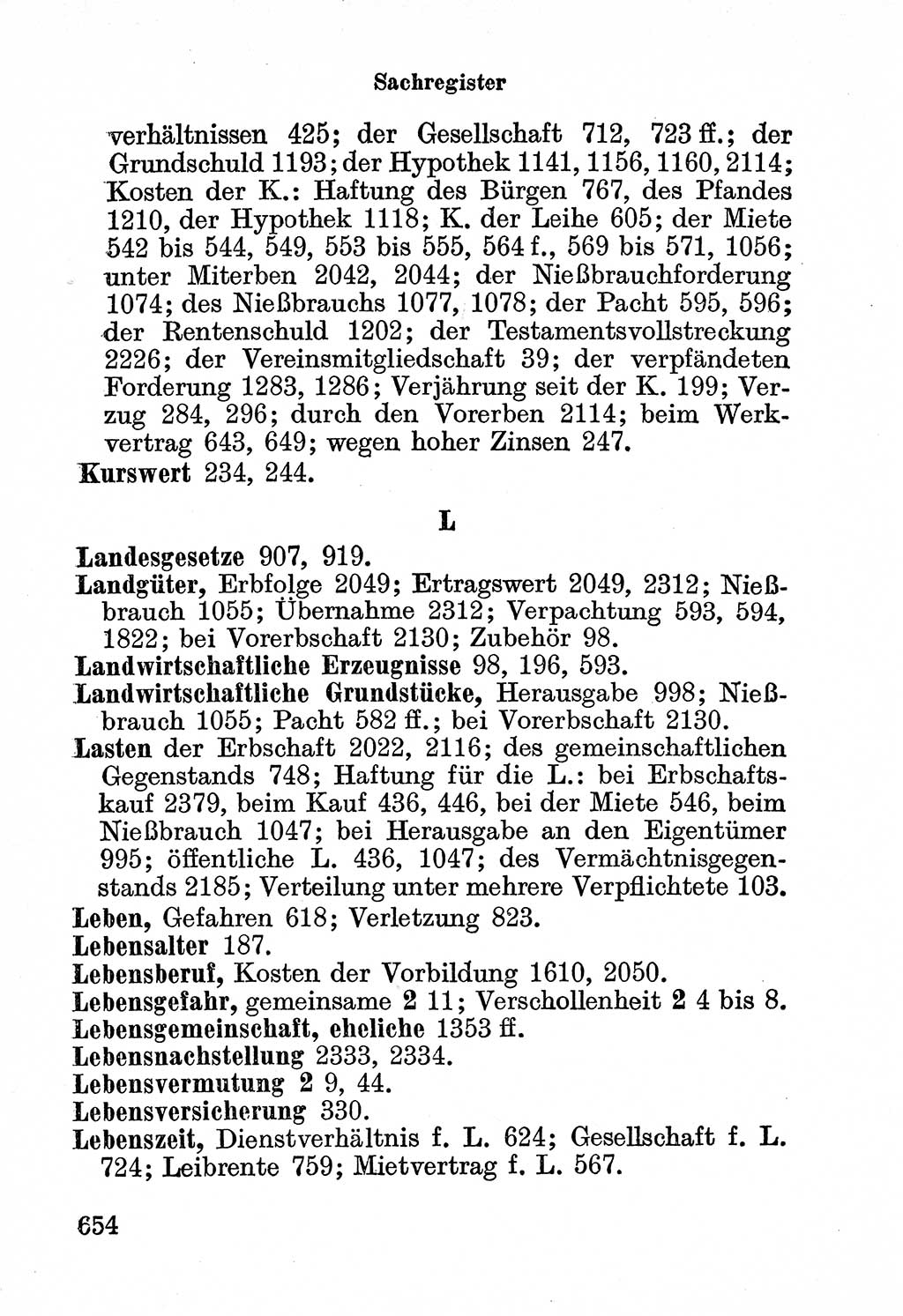 Bürgerliches Gesetzbuch (BGB) nebst wichtigen Nebengesetzen [Deutsche Demokratische Republik (DDR)] 1956, Seite 654 (BGB Nebenges. DDR 1956, S. 654)