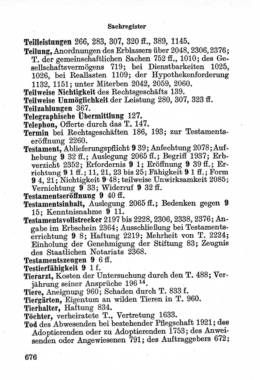 Bürgerliches Gesetzbuch (BGB) nebst wichtigen Nebengesetzen [Deutsche Demokratische Republik (DDR)] 1956, Seite 676 (BGB Nebenges. DDR 1956, S. 676)