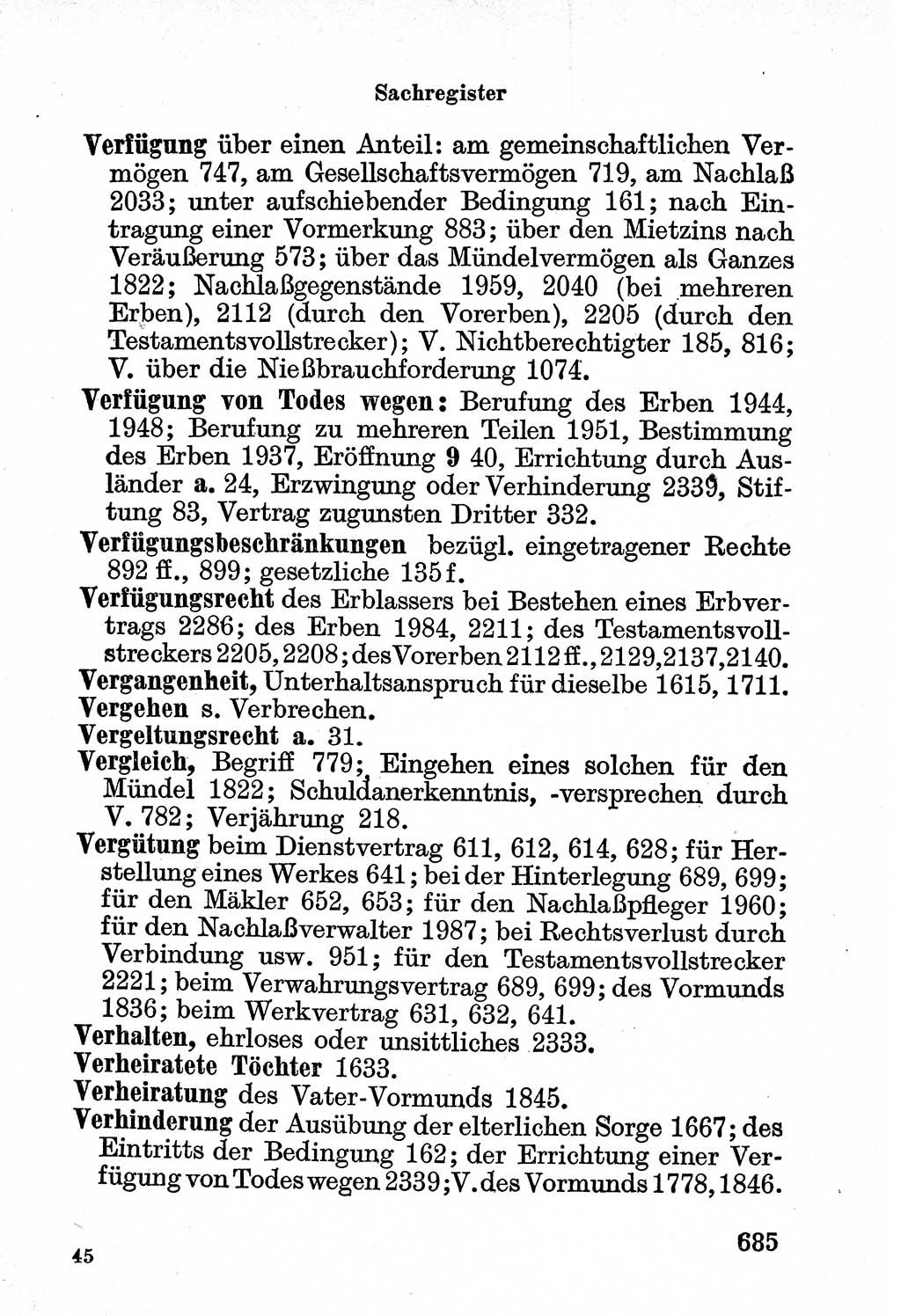 Bürgerliches Gesetzbuch (BGB) nebst wichtigen Nebengesetzen [Deutsche Demokratische Republik (DDR)] 1956, Seite 685 (BGB Nebenges. DDR 1956, S. 685)