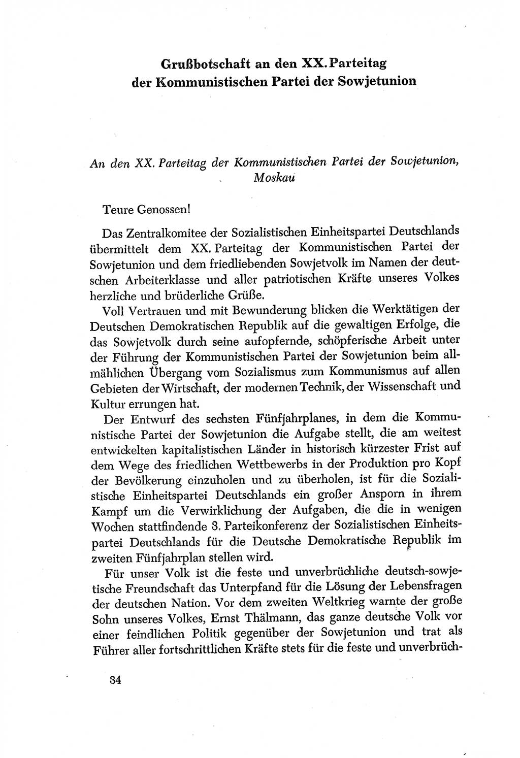 Dokumente der Sozialistischen Einheitspartei Deutschlands (SED) [Deutsche Demokratische Republik (DDR)] 1956-1957, Seite 34 (Dok. SED DDR 1956-1957, S. 34)