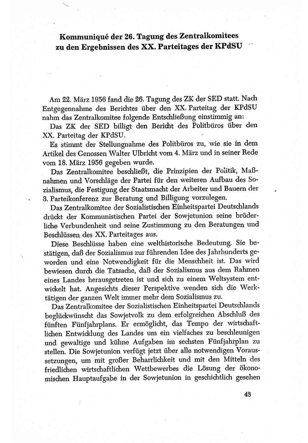 Dokumente der Sozialistischen Einheitspartei Deutschlands (SED) [Deutsche Demokratische Republik (DDR)] 1956-1957, Seite 43 (Dok. SED DDR 1956-1957, S. 43)