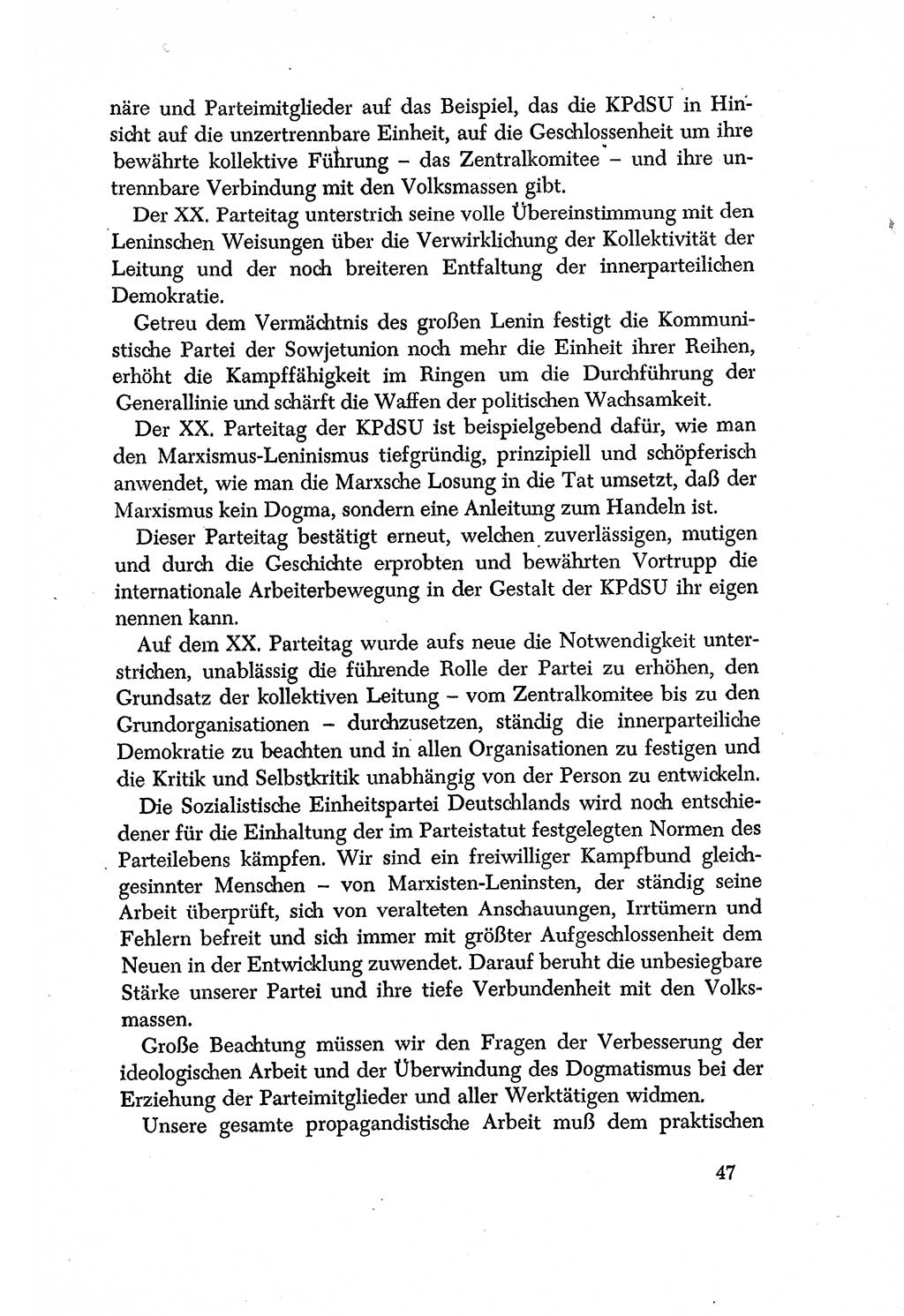 Dokumente der Sozialistischen Einheitspartei Deutschlands (SED) [Deutsche Demokratische Republik (DDR)] 1956-1957, Seite 47 (Dok. SED DDR 1956-1957, S. 47)