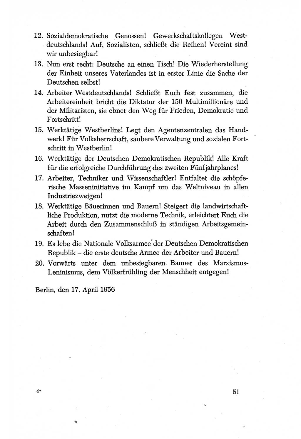 Dokumente der Sozialistischen Einheitspartei Deutschlands (SED) [Deutsche Demokratische Republik (DDR)] 1956-1957, Seite 51 (Dok. SED DDR 1956-1957, S. 51)