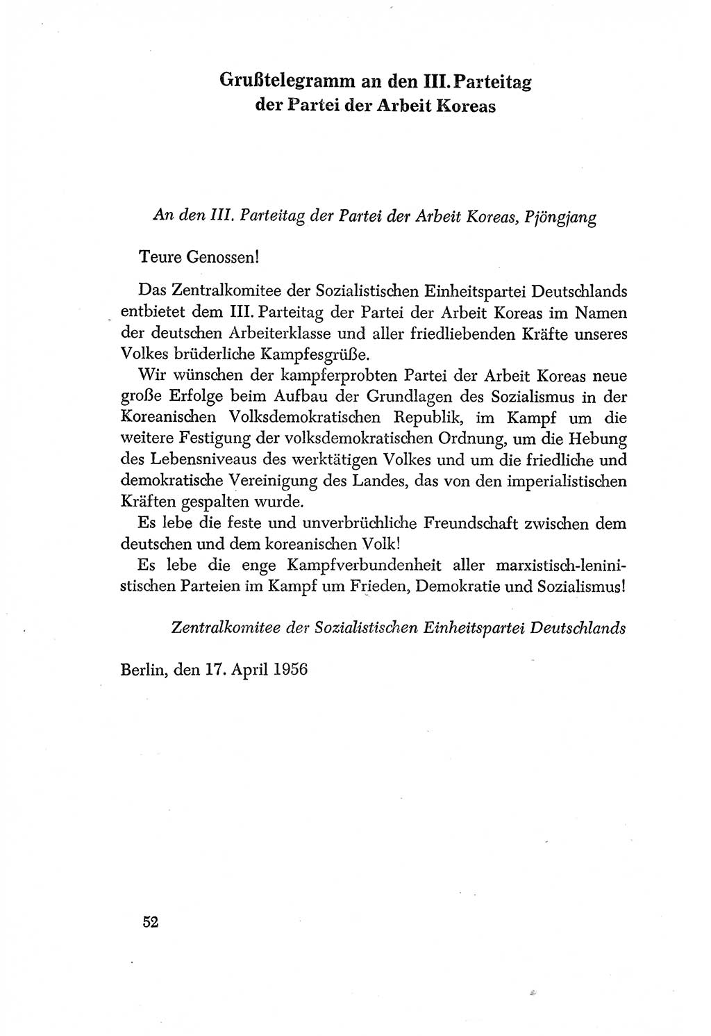 Dokumente der Sozialistischen Einheitspartei Deutschlands (SED) [Deutsche Demokratische Republik (DDR)] 1956-1957, Seite 52 (Dok. SED DDR 1956-1957, S. 52)