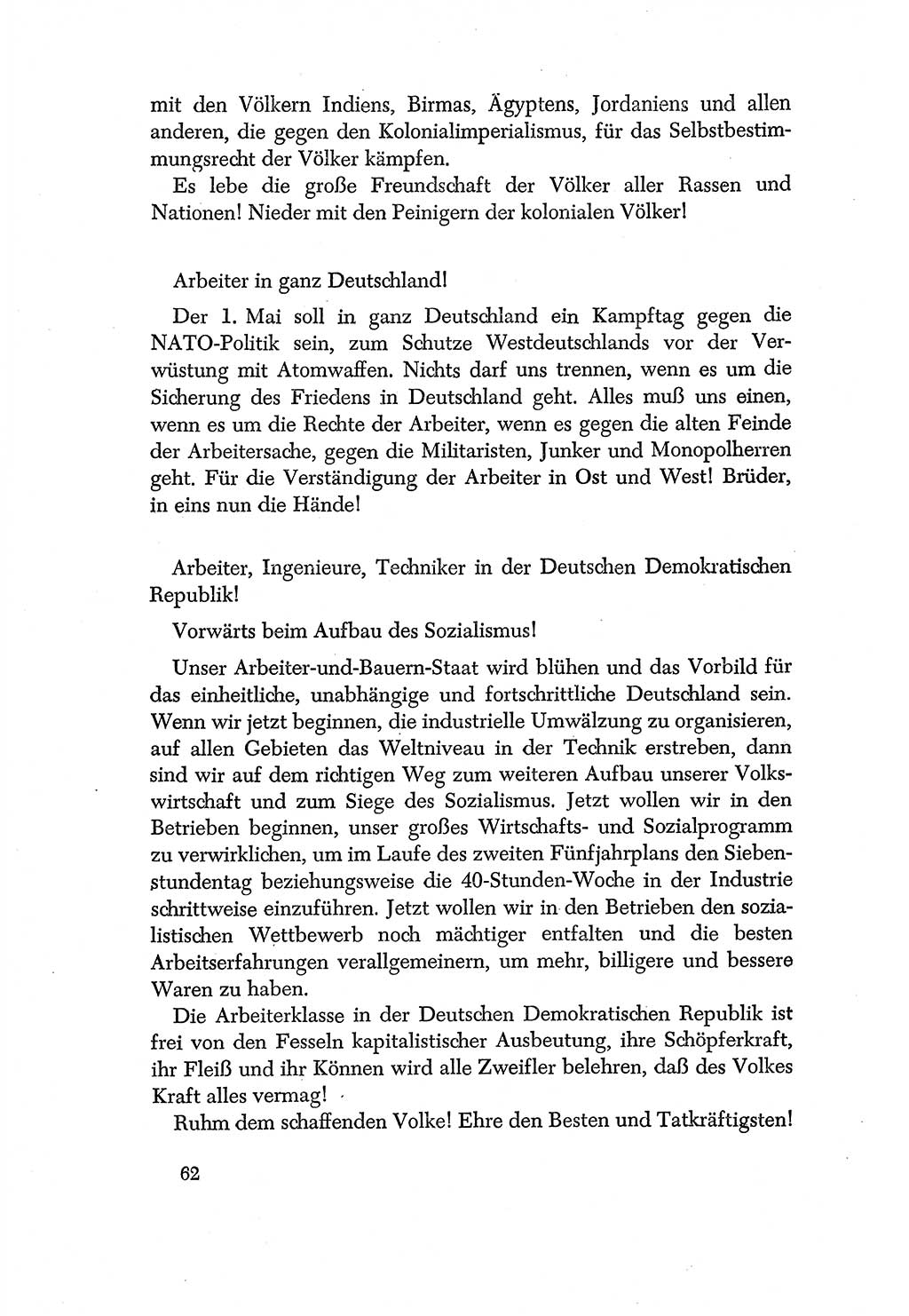 Dokumente der Sozialistischen Einheitspartei Deutschlands (SED) [Deutsche Demokratische Republik (DDR)] 1956-1957, Seite 62 (Dok. SED DDR 1956-1957, S. 62)