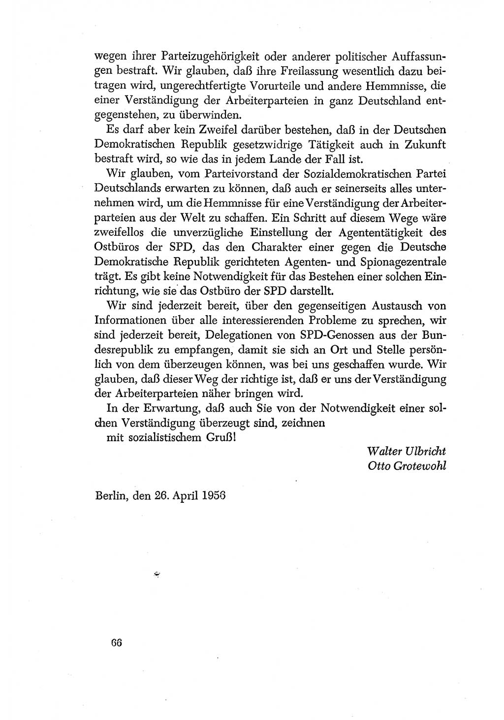 Dokumente der Sozialistischen Einheitspartei Deutschlands (SED) [Deutsche Demokratische Republik (DDR)] 1956-1957, Seite 66 (Dok. SED DDR 1956-1957, S. 66)