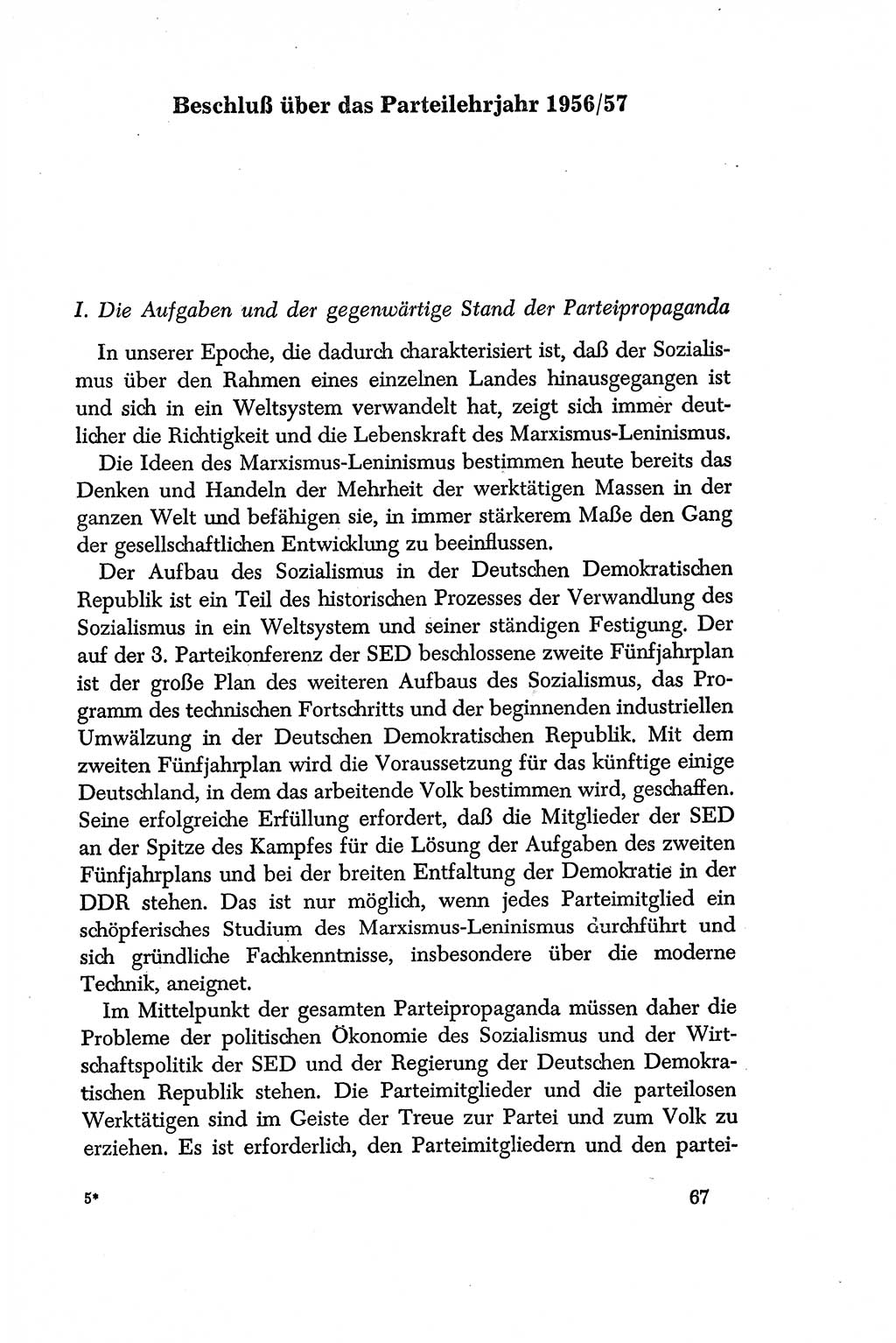 Dokumente der Sozialistischen Einheitspartei Deutschlands (SED) [Deutsche Demokratische Republik (DDR)] 1956-1957, Seite 67 (Dok. SED DDR 1956-1957, S. 67)