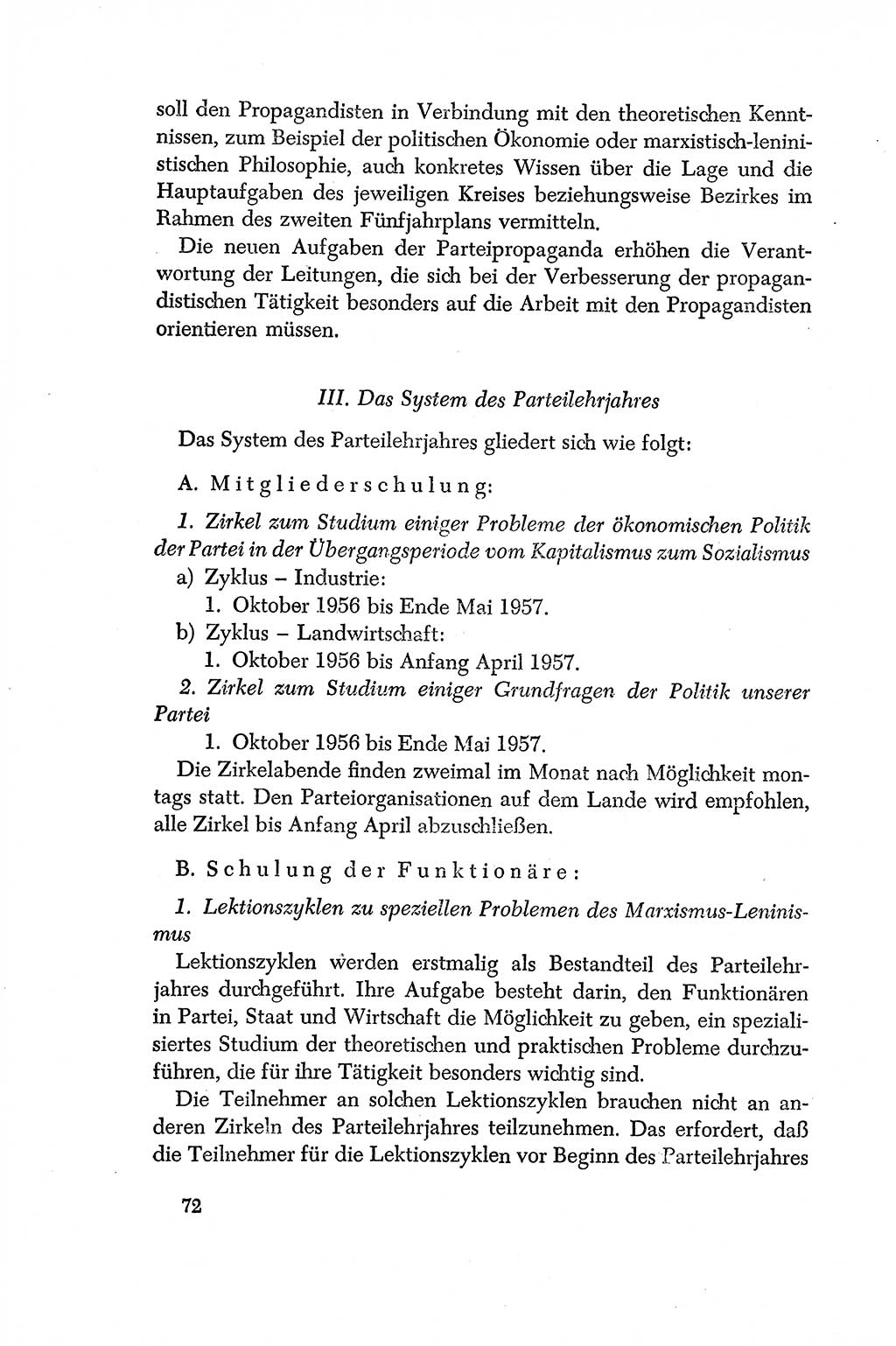 Dokumente der Sozialistischen Einheitspartei Deutschlands (SED) [Deutsche Demokratische Republik (DDR)] 1956-1957, Seite 72 (Dok. SED DDR 1956-1957, S. 72)