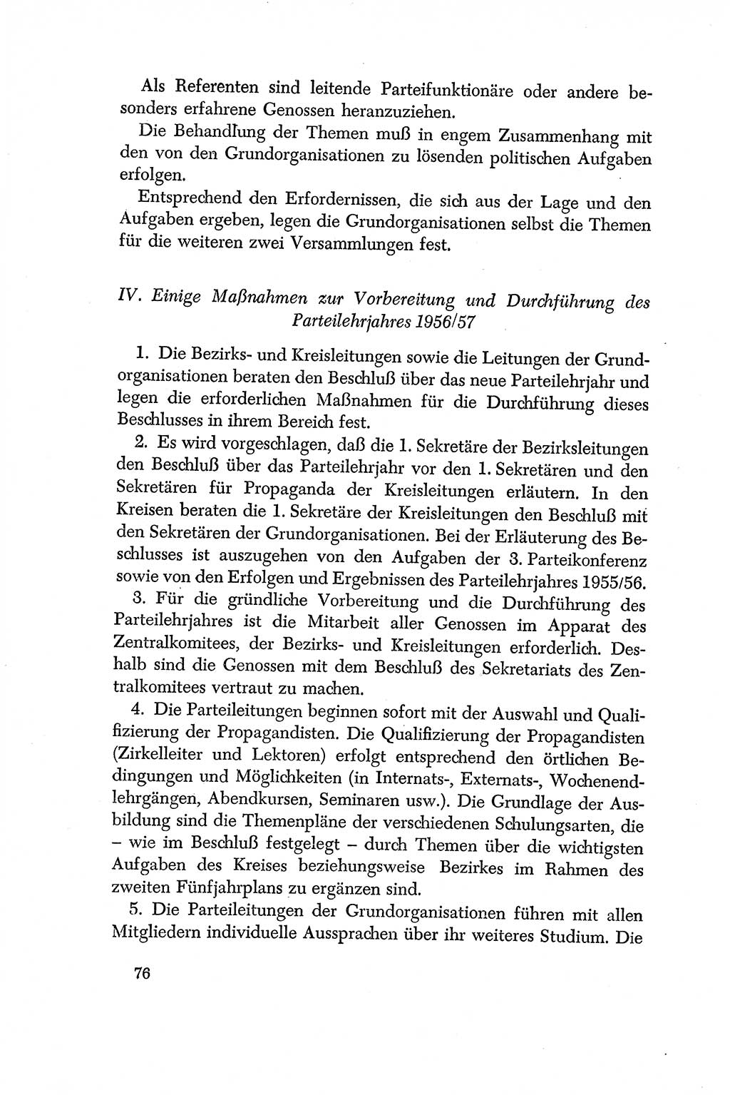 Dokumente der Sozialistischen Einheitspartei Deutschlands (SED) [Deutsche Demokratische Republik (DDR)] 1956-1957, Seite 76 (Dok. SED DDR 1956-1957, S. 76)