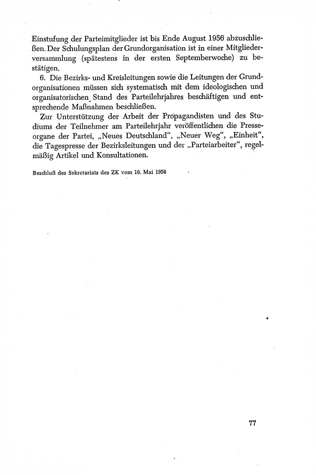 Dokumente der Sozialistischen Einheitspartei Deutschlands (SED) [Deutsche Demokratische Republik (DDR)] 1956-1957, Seite 77 (Dok. SED DDR 1956-1957, S. 77)