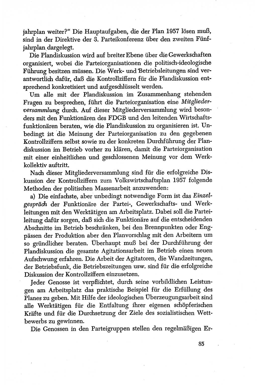 Dokumente der Sozialistischen Einheitspartei Deutschlands (SED) [Deutsche Demokratische Republik (DDR)] 1956-1957, Seite 85 (Dok. SED DDR 1956-1957, S. 85)