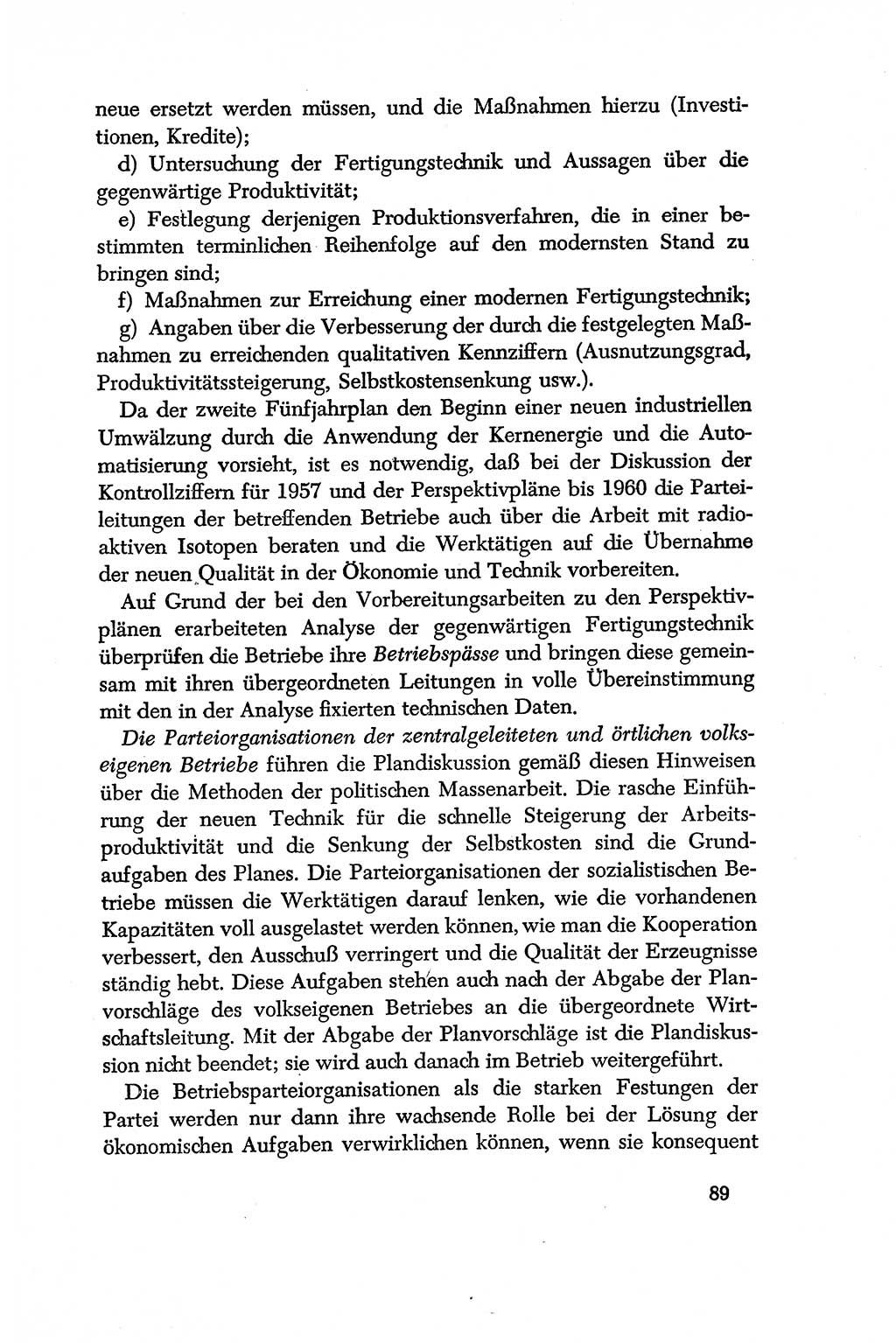 Dokumente der Sozialistischen Einheitspartei Deutschlands (SED) [Deutsche Demokratische Republik (DDR)] 1956-1957, Seite 89 (Dok. SED DDR 1956-1957, S. 89)