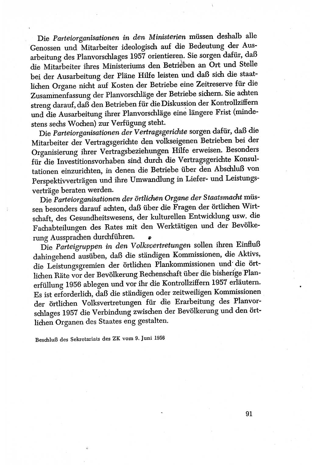 Dokumente der Sozialistischen Einheitspartei Deutschlands (SED) [Deutsche Demokratische Republik (DDR)] 1956-1957, Seite 91 (Dok. SED DDR 1956-1957, S. 91)