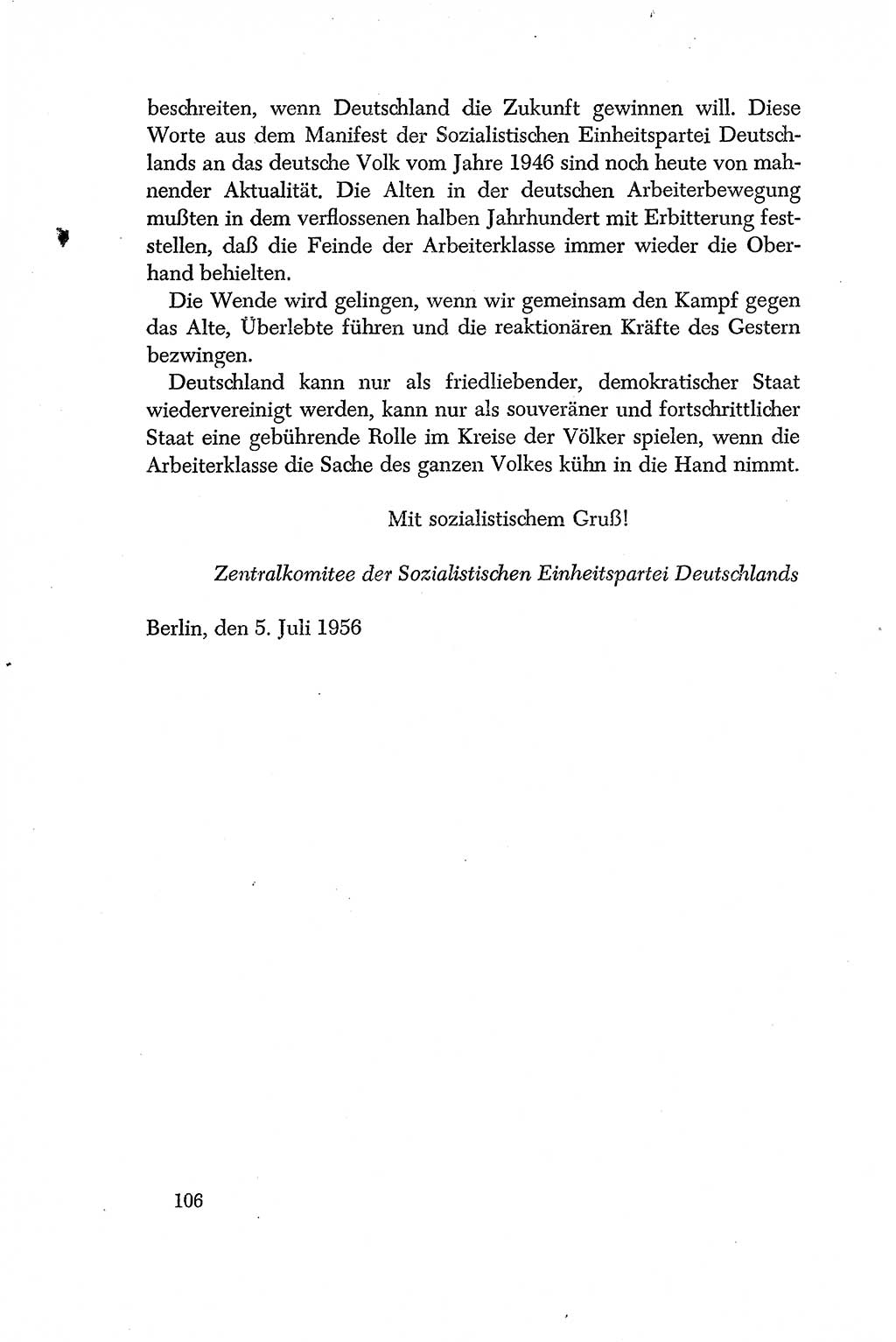 Dokumente der Sozialistischen Einheitspartei Deutschlands (SED) [Deutsche Demokratische Republik (DDR)] 1956-1957, Seite 106 (Dok. SED DDR 1956-1957, S. 106)