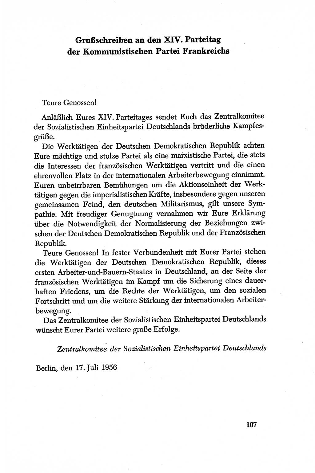 Dokumente der Sozialistischen Einheitspartei Deutschlands (SED) [Deutsche Demokratische Republik (DDR)] 1956-1957, Seite 107 (Dok. SED DDR 1956-1957, S. 107)