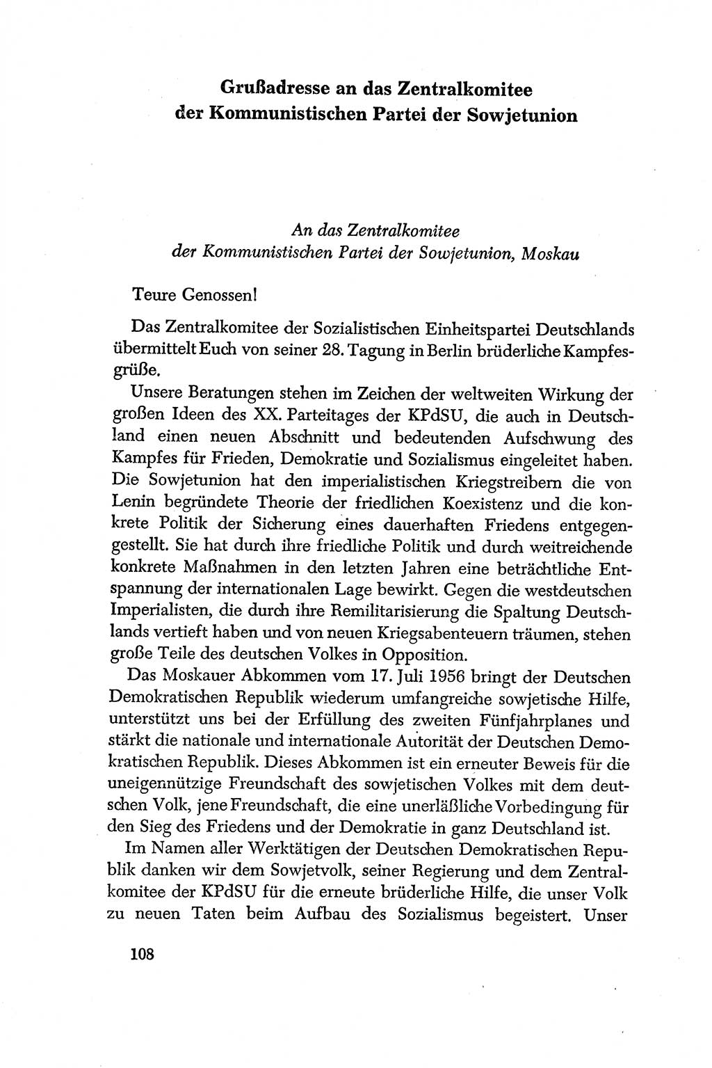 Dokumente der Sozialistischen Einheitspartei Deutschlands (SED) [Deutsche Demokratische Republik (DDR)] 1956-1957, Seite 108 (Dok. SED DDR 1956-1957, S. 108)