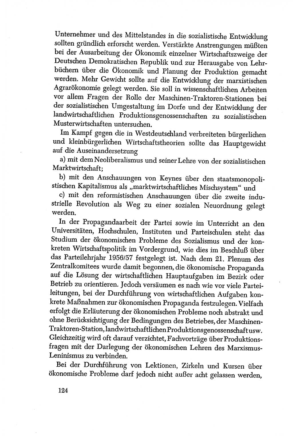 Dokumente der Sozialistischen Einheitspartei Deutschlands (SED) [Deutsche Demokratische Republik (DDR)] 1956-1957, Seite 124 (Dok. SED DDR 1956-1957, S. 124)