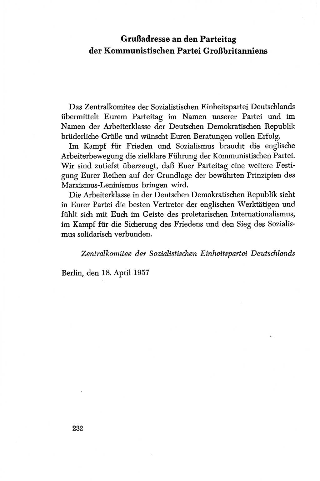 Dokumente der Sozialistischen Einheitspartei Deutschlands (SED) [Deutsche Demokratische Republik (DDR)] 1956-1957, Seite 232 (Dok. SED DDR 1956-1957, S. 232)