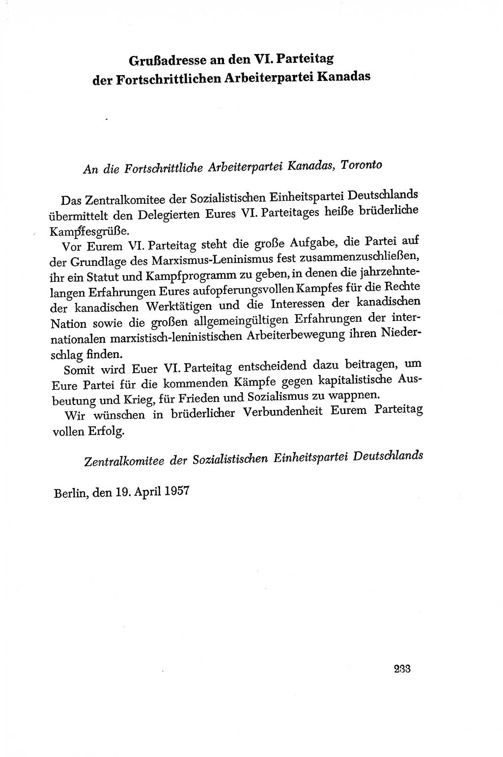 Dokumente der Sozialistischen Einheitspartei Deutschlands (SED) [Deutsche Demokratische Republik (DDR)] 1956-1957, Seite 233 (Dok. SED DDR 1956-1957, S. 233)