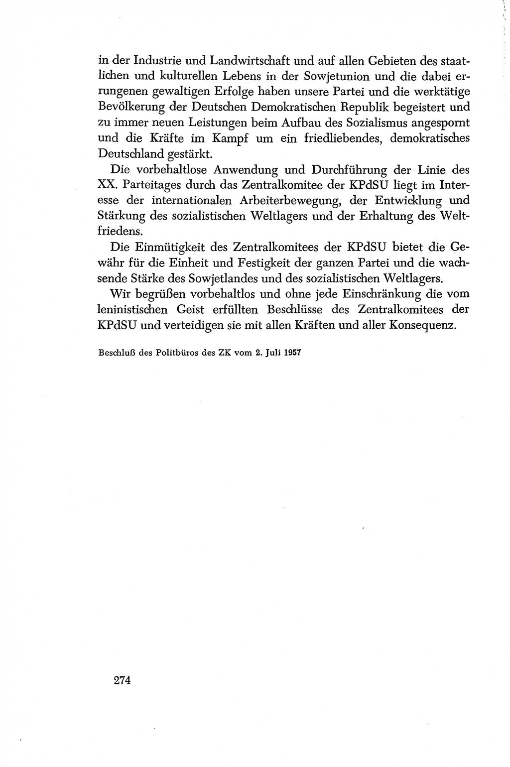Dokumente der Sozialistischen Einheitspartei Deutschlands (SED) [Deutsche Demokratische Republik (DDR)] 1956-1957, Seite 274 (Dok. SED DDR 1956-1957, S. 274)