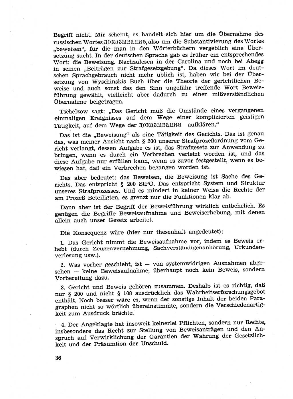 Fragen des Beweisrechts im Strafprozess [Deutsche Demokratische Republik (DDR)] 1956, Seite 36 (Fr. BeweisR. Str.-Proz. DDR 1956, S. 36)