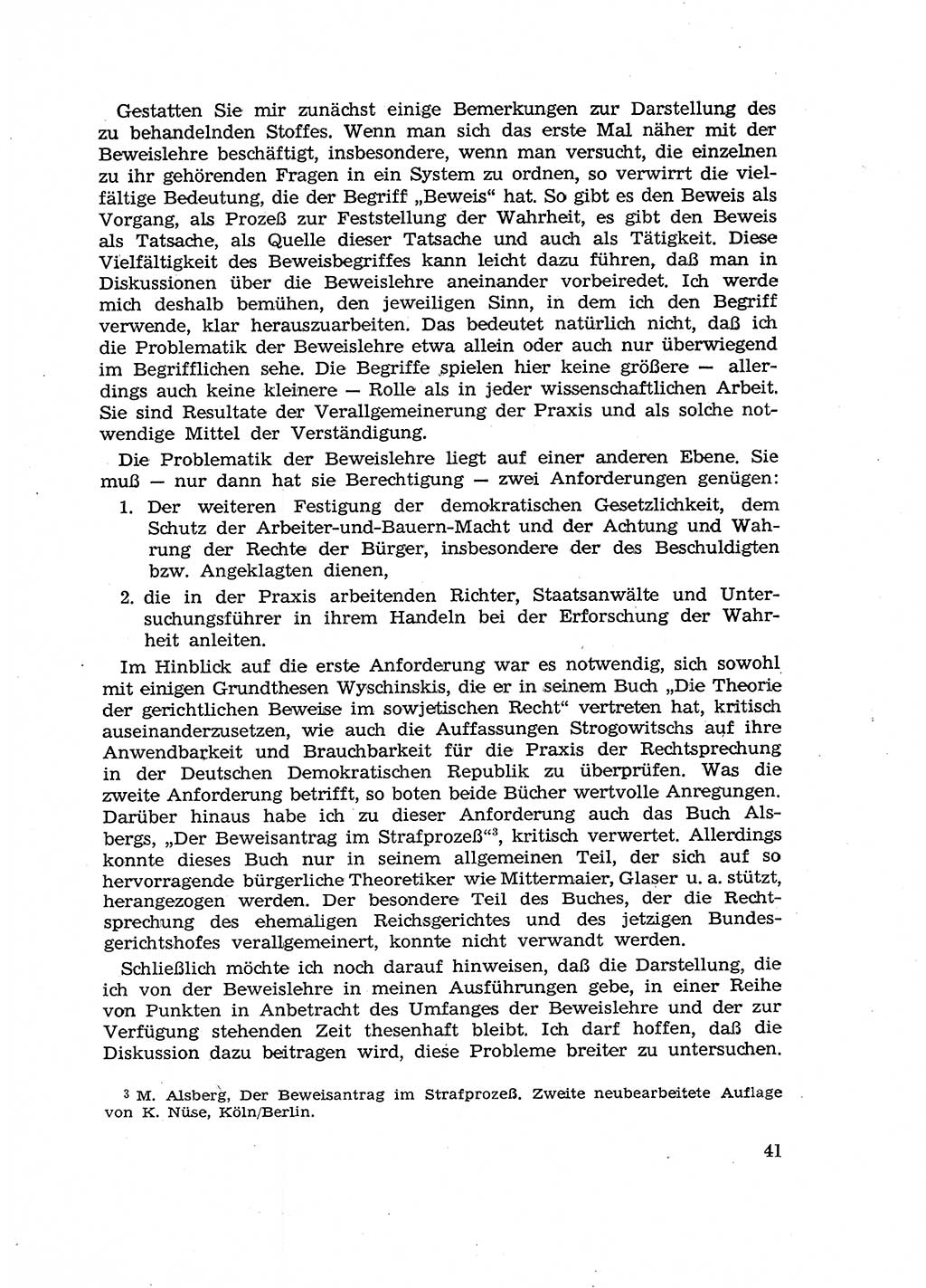 Fragen des Beweisrechts im Strafprozess [Deutsche Demokratische Republik (DDR)] 1956, Seite 41 (Fr. BeweisR. Str.-Proz. DDR 1956, S. 41)