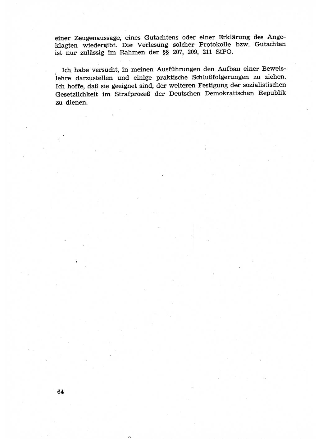 Fragen des Beweisrechts im Strafprozess [Deutsche Demokratische Republik (DDR)] 1956, Seite 64 (Fr. BeweisR. Str.-Proz. DDR 1956, S. 64)