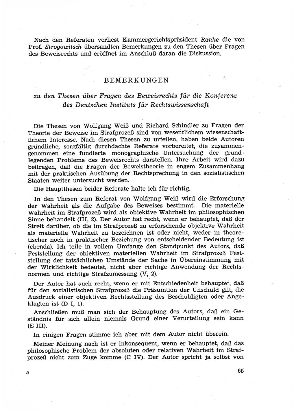 Fragen des Beweisrechts im Strafprozess [Deutsche Demokratische Republik (DDR)] 1956, Seite 65 (Fr. BeweisR. Str.-Proz. DDR 1956, S. 65)