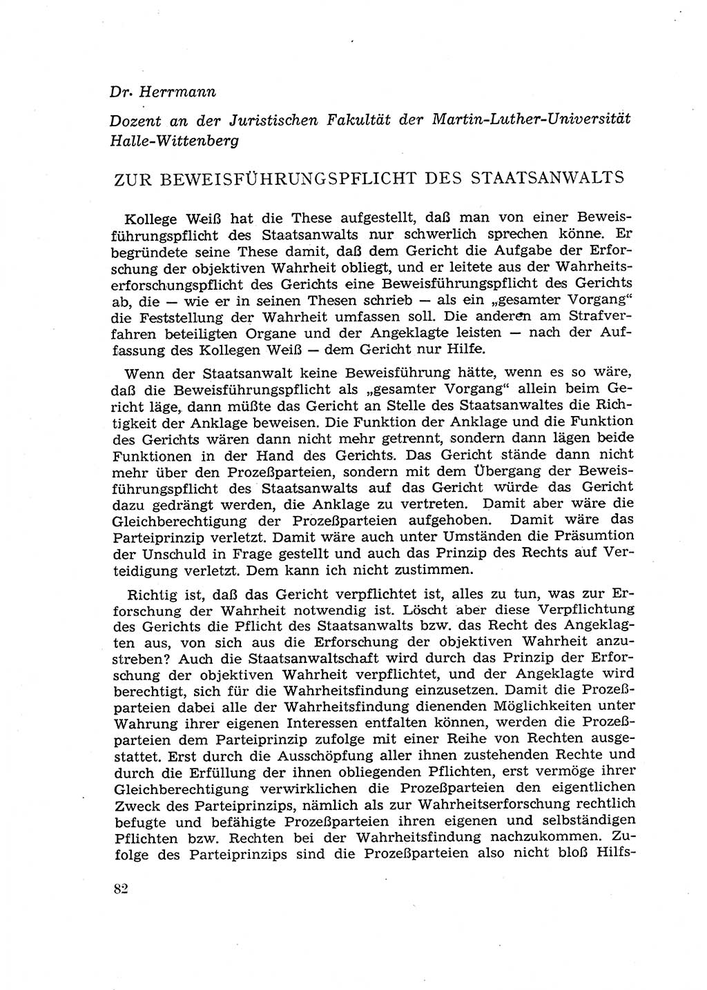 Fragen des Beweisrechts im Strafprozess [Deutsche Demokratische Republik (DDR)] 1956, Seite 82 (Fr. BeweisR. Str.-Proz. DDR 1956, S. 82)