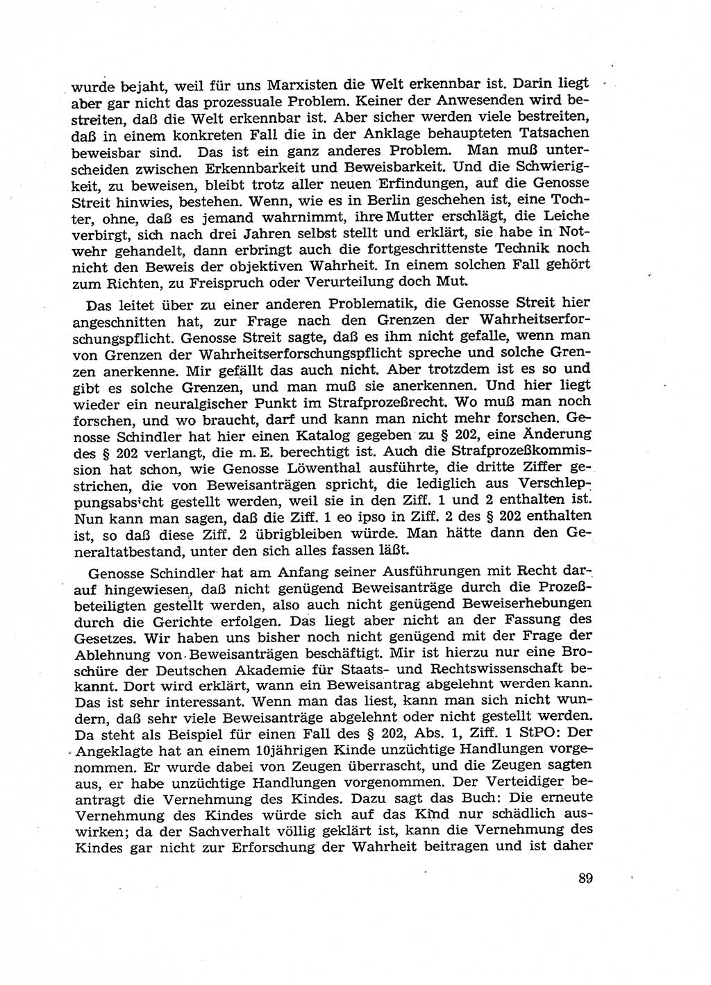 Fragen des Beweisrechts im Strafprozess [Deutsche Demokratische Republik (DDR)] 1956, Seite 89 (Fr. BeweisR. Str.-Proz. DDR 1956, S. 89)