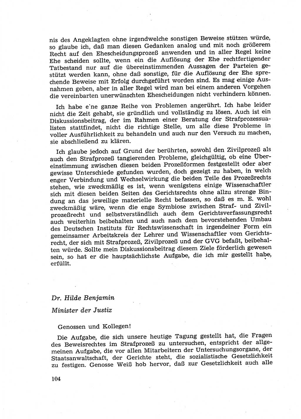 Fragen des Beweisrechts im Strafprozess [Deutsche Demokratische Republik (DDR)] 1956, Seite 104 (Fr. BeweisR. Str.-Proz. DDR 1956, S. 104)