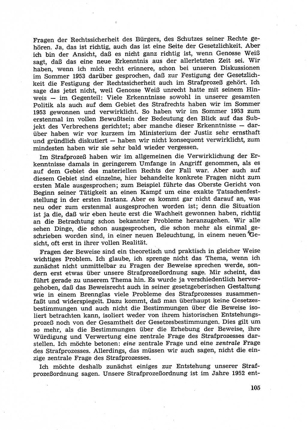 Fragen des Beweisrechts im Strafprozess [Deutsche Demokratische Republik (DDR)] 1956, Seite 105 (Fr. BeweisR. Str.-Proz. DDR 1956, S. 105)