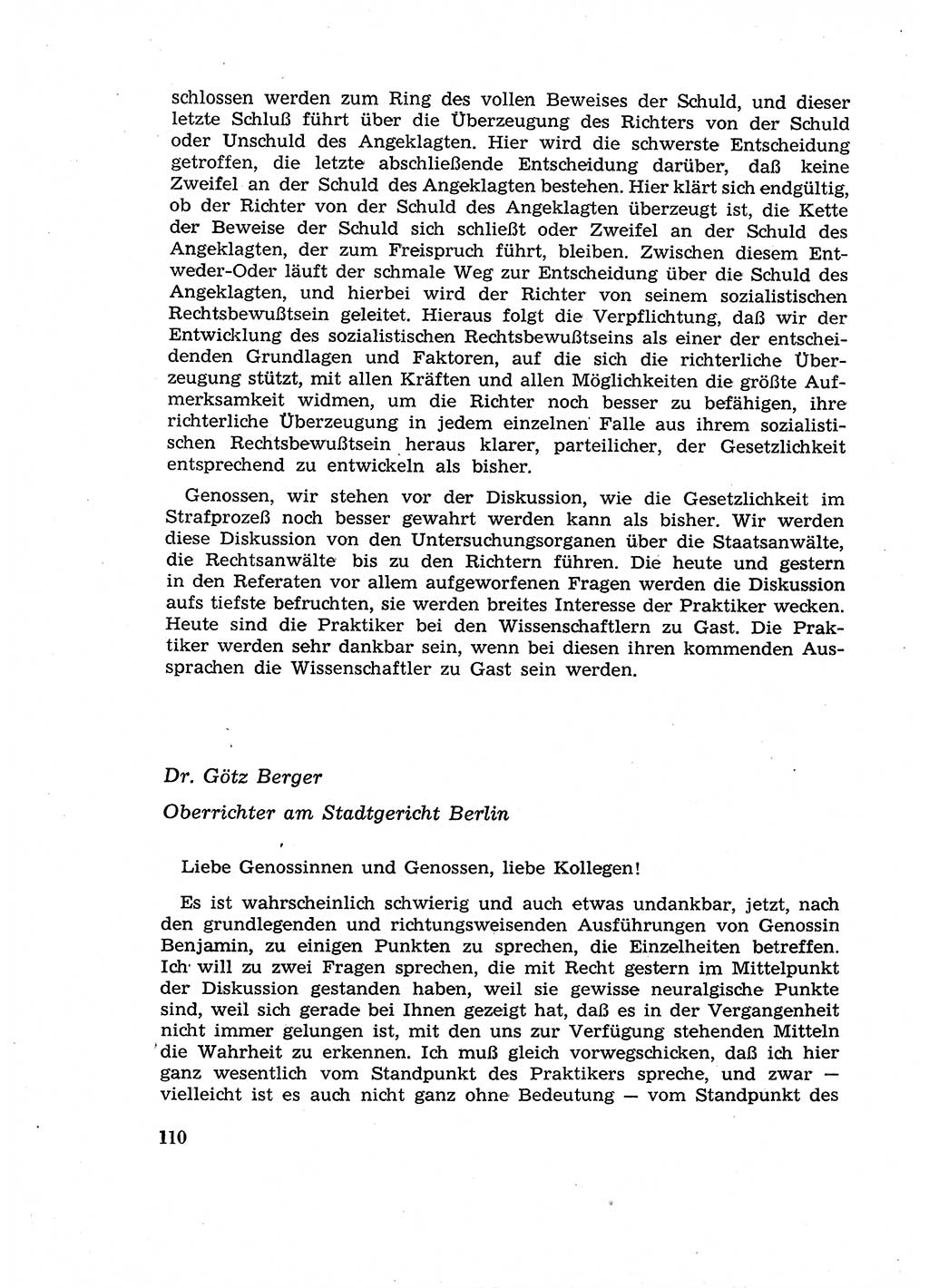 Fragen des Beweisrechts im Strafprozess [Deutsche Demokratische Republik (DDR)] 1956, Seite 110 (Fr. BeweisR. Str.-Proz. DDR 1956, S. 110)