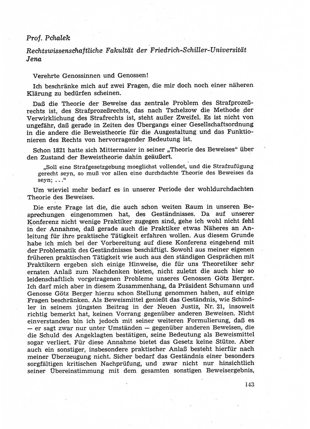 Fragen des Beweisrechts im Strafprozess [Deutsche Demokratische Republik (DDR)] 1956, Seite 143 (Fr. BeweisR. Str.-Proz. DDR 1956, S. 143)