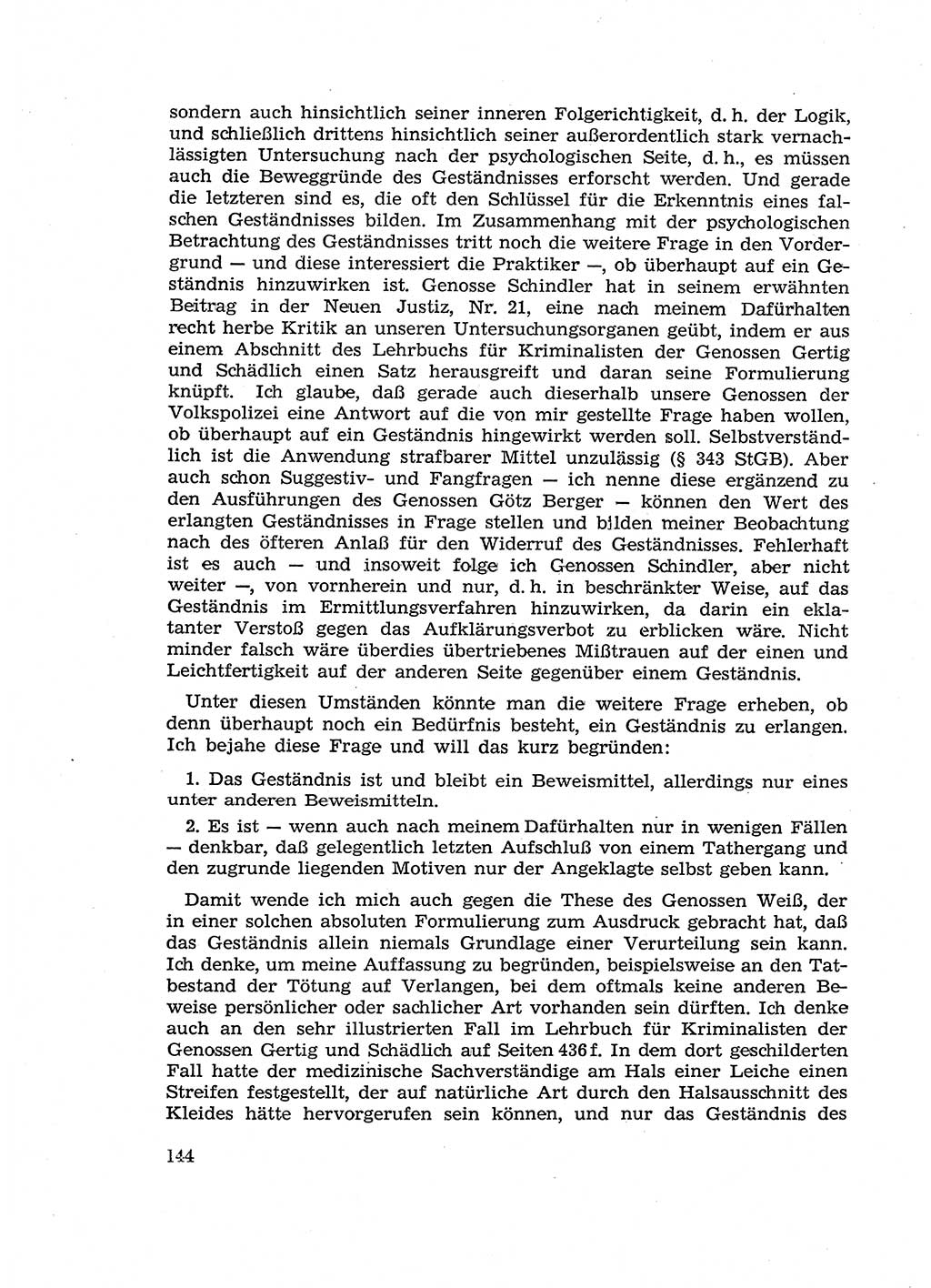 Fragen des Beweisrechts im Strafprozess [Deutsche Demokratische Republik (DDR)] 1956, Seite 144 (Fr. BeweisR. Str.-Proz. DDR 1956, S. 144)