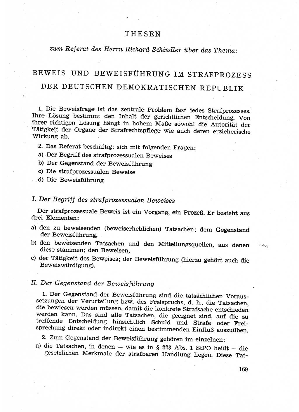 Fragen des Beweisrechts im Strafprozess [Deutsche Demokratische Republik (DDR)] 1956, Seite 169 (Fr. BeweisR. Str.-Proz. DDR 1956, S. 169)