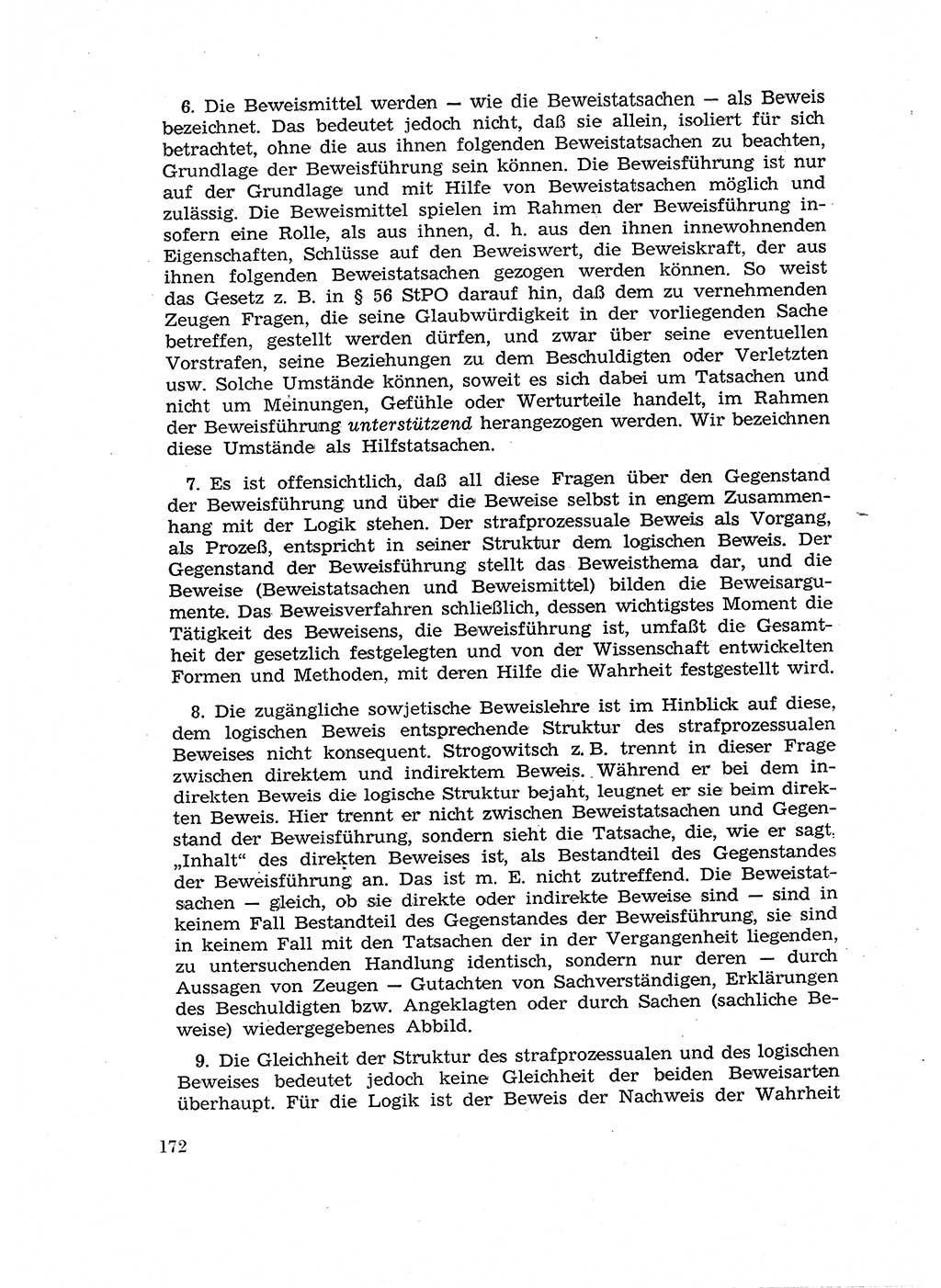 Fragen des Beweisrechts im Strafprozess [Deutsche Demokratische Republik (DDR)] 1956, Seite 172 (Fr. BeweisR. Str.-Proz. DDR 1956, S. 172)