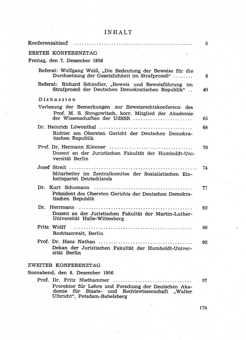 Fragen des Beweisrechts im Strafprozess [Deutsche Demokratische Republik (DDR)] 1956, Seite 179 (Fr. BeweisR. Str.-Proz. DDR 1956, S. 179)