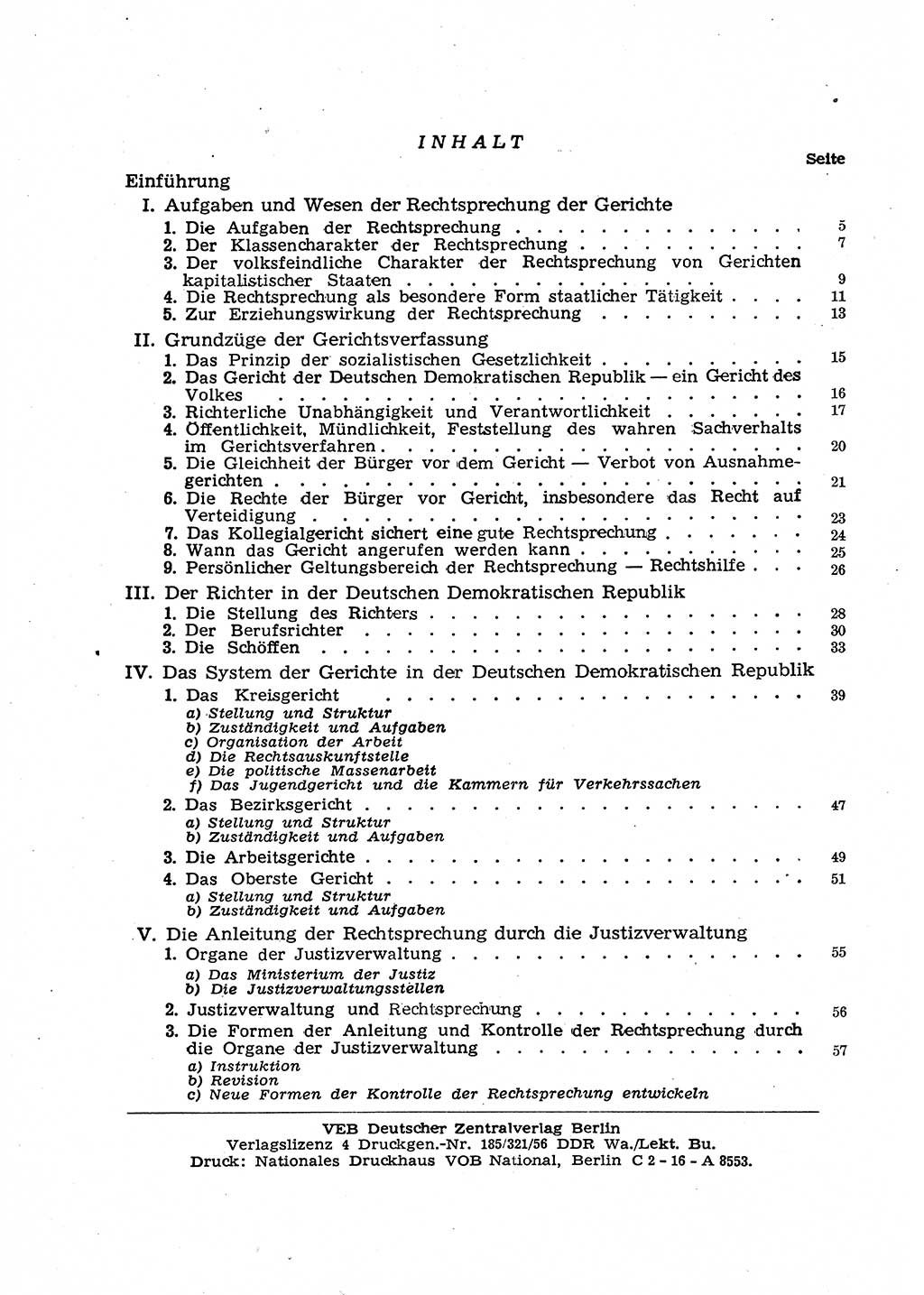 Gericht und Rechtsprechung in der Deutschen Demokratischen Republik (DDR) 1956, Seite 2 (Ger. Rechtspr. DDR 1956, S. 2)