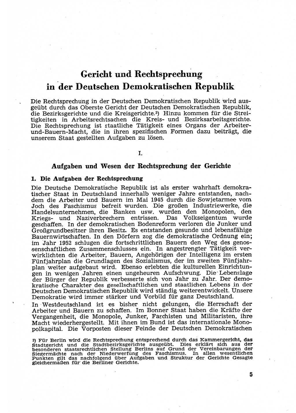 Gericht und Rechtsprechung in der Deutschen Demokratischen Republik (DDR) 1956, Seite 5 (Ger. Rechtspr. DDR 1956, S. 5)