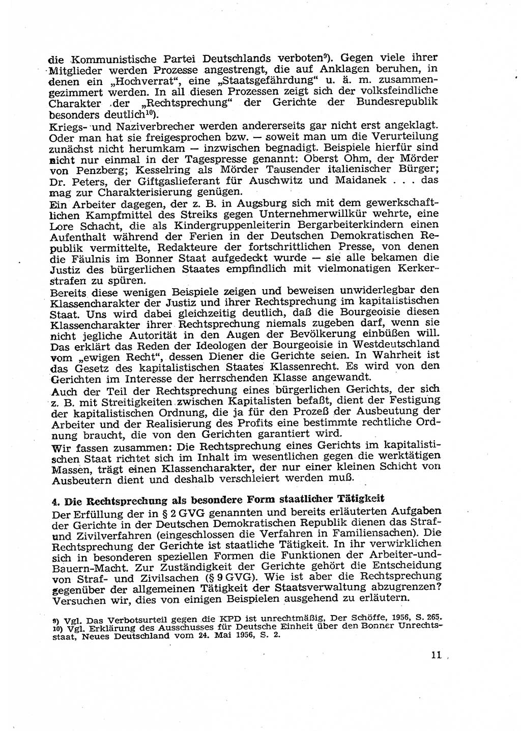 Gericht und Rechtsprechung in der Deutschen Demokratischen Republik (DDR) 1956, Seite 11 (Ger. Rechtspr. DDR 1956, S. 11)