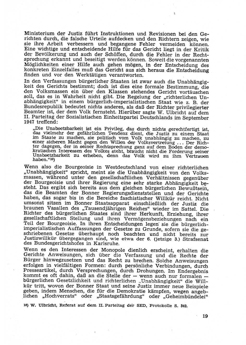 Gericht und Rechtsprechung in der Deutschen Demokratischen Republik (DDR) 1956, Seite 19 (Ger. Rechtspr. DDR 1956, S. 19)