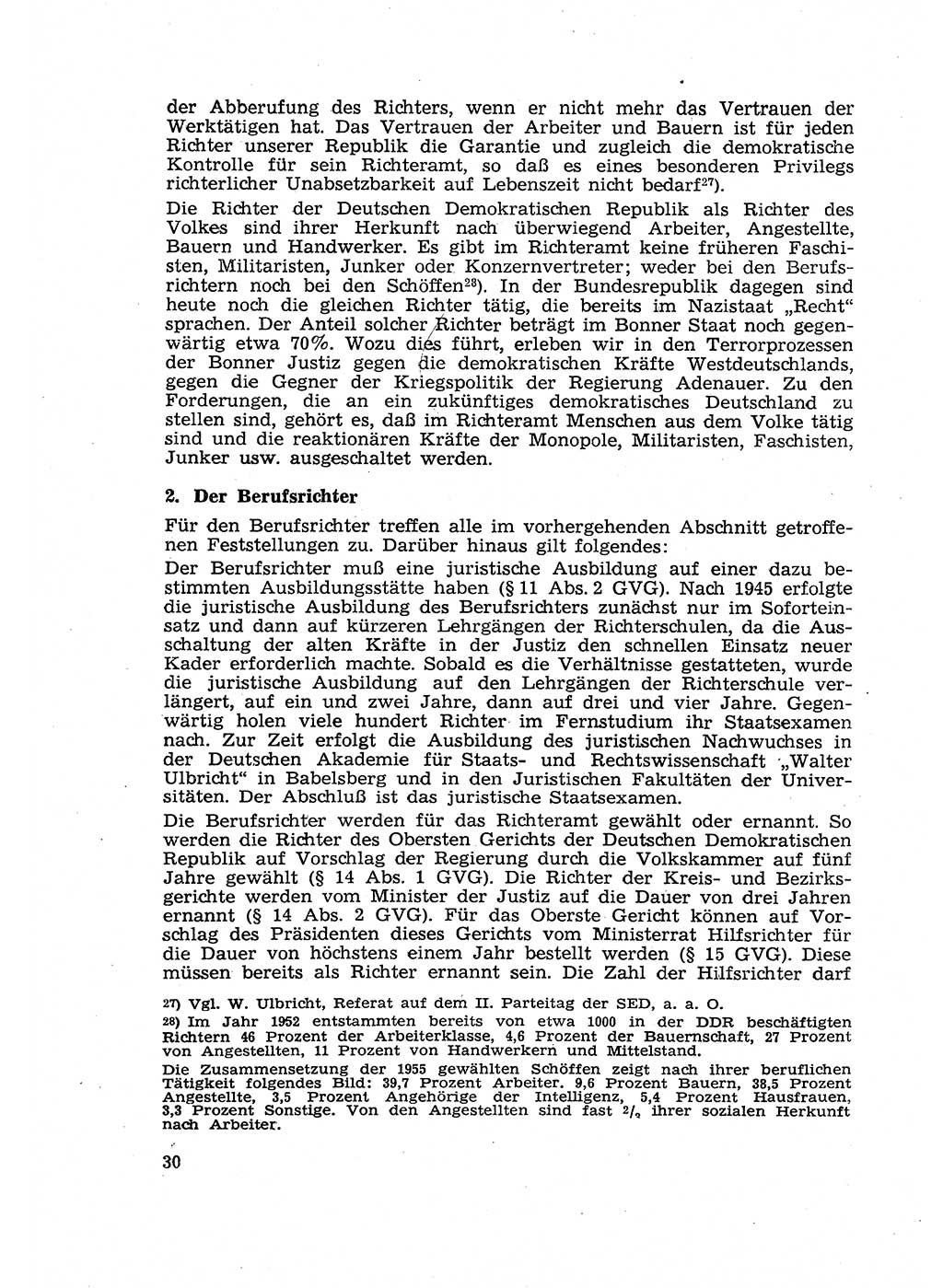 Gericht und Rechtsprechung in der Deutschen Demokratischen Republik (DDR) 1956, Seite 30 (Ger. Rechtspr. DDR 1956, S. 30)